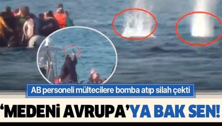 AB sahil güvenlik personelinden insanlık dışı davranış! Mülteci teknesini batırmak için bomba atıp silah çektiler...
