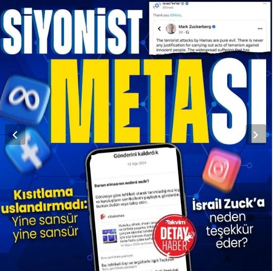 Siyonist 'META'sı Instagram! İsrail'den Zuckerberg'e teşekkür