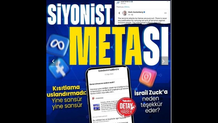 Siyonist 'META'sı Instagram! İsrail'den Zuckerberg'e teşekkür