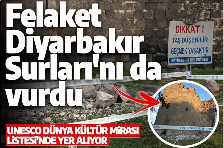 Deprem felaketi Diyarbakır Surları'nı da vurdu!