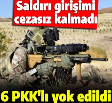 Son dakika: Saldırı girişimi cezasız kalmadı 6 PKK'lı yok edildi