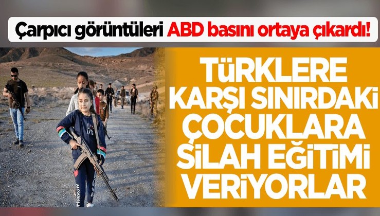 Çarpıcı görüntüler! Türklere karşı sınırdaki çocuklara silah eğitimi veriyorlar