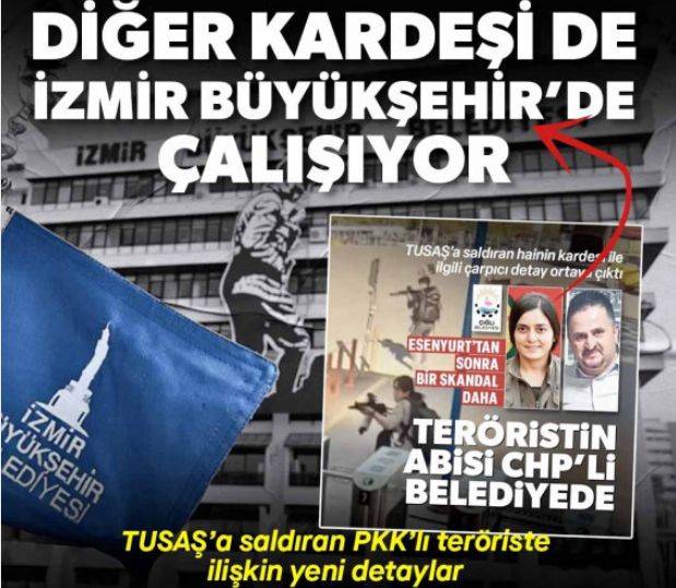 Teröristin diğer kardeşi de İzmir Büyükşehir'de çalışıyor