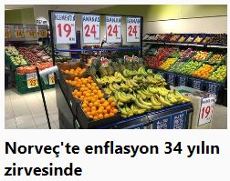 Norveç'te enflasyon 34 yılın zirvesinde