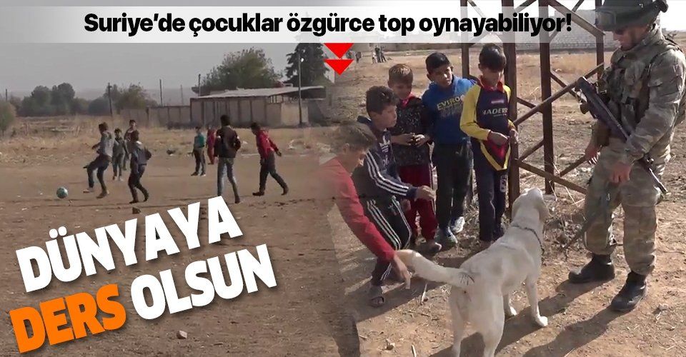 Mehmetçik, Suriyeli çocuklarla oyun oynadı, köpek sevdi.
