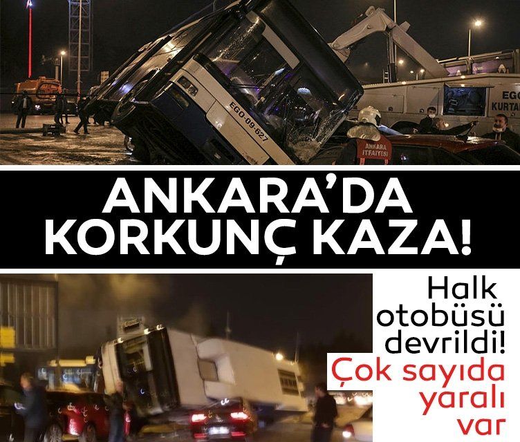 Son dakika: Ankara'da EGO otobüsü devrildi: Yaralılar var