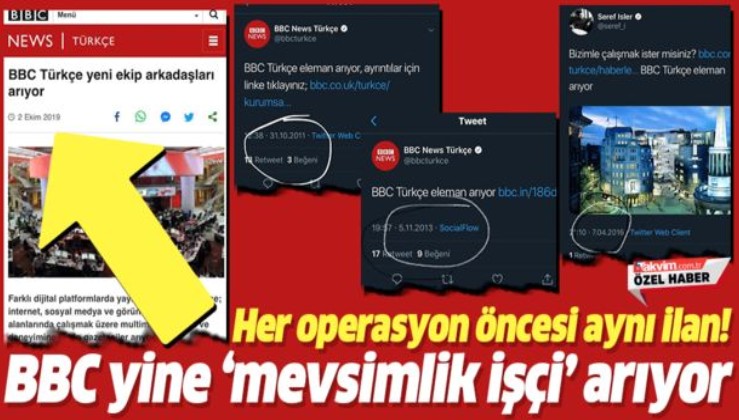Dış destekli operasyonlar öncesi ilan veren BBC Türkçe yine aynı şeyi yaptı.