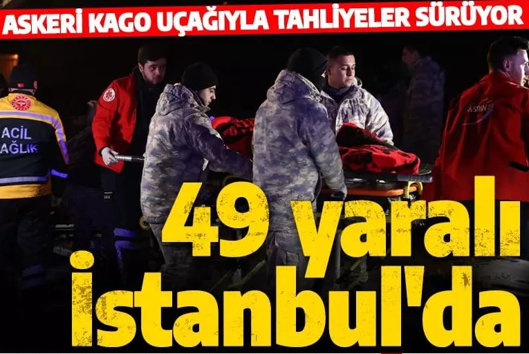 Depremde yaralanan 49 kişi İstanbul'a getirildi