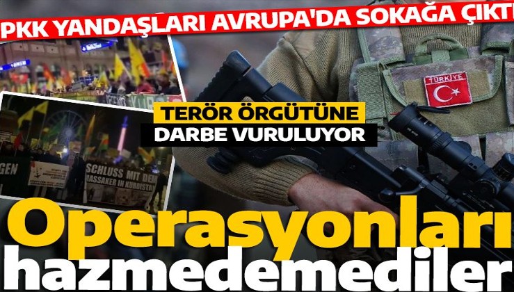 TSK'nın başarılı operasyonlarını hazmedemediler! PKK yandaşları Avrupa'da paçavralarla sokağa indi!