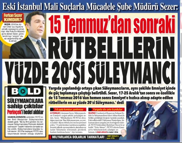 Eski İstanbul Mali Suçlarla Mücadele Şube Müdürü Furkan Sezer: 15 Temmuz’dan sonraki rütbelilerin yüzde 20’si Süleymancı