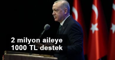 Cumhurbaşkanı Erdoğan: 2 milyon dar gelirli aileye 1000 lira nakit destek verilecek