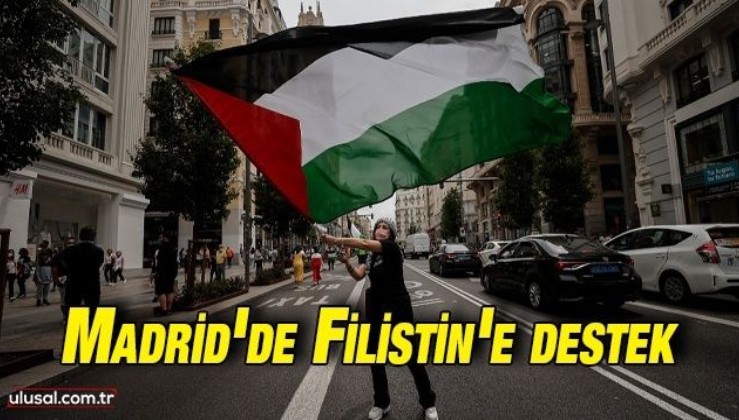 İspanya'nın başkenti Madrid'de Filistin'e destek yürüyüşü