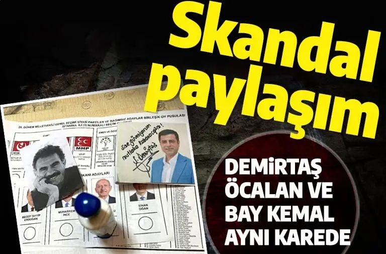 HDP'li seçmenden skandal paylaşım! Öcalan, Kılıçdaroğlu ve Demirtaş aynı karede