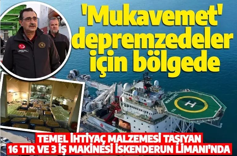 Türkiye'nin su altı inşaat gemisi Mukavemet ile depremzedelere yardım ulaştırılıyor