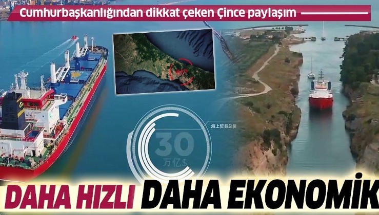 İletişim Başkanlığından Çince 'Kanal İstanbul' paylaşımı.