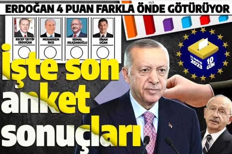 Son seçim anketleri açıklandı! Erdoğan ile Kılıçdaroğlu arasında 4 puan fark var