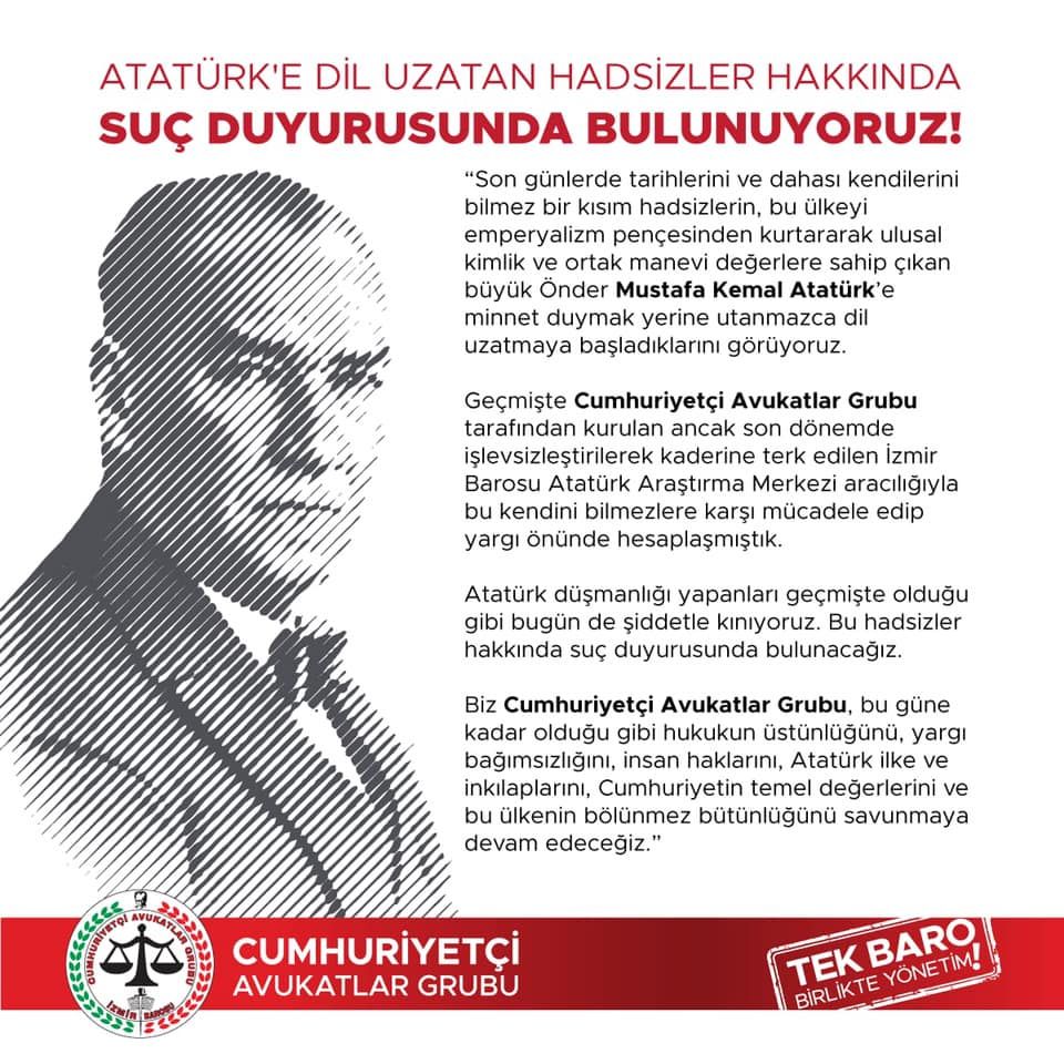 Cumhuriyetçi Avukatlar Atatürk'e saldırıya karşı harekete geçti