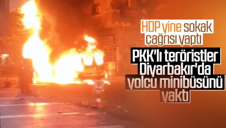 Diyarbakır'da PKK'lılar yolcu minibüsünü yaktı