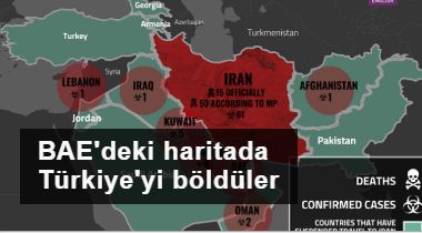 BAE'deki haritada Türkiye'yi böldüler