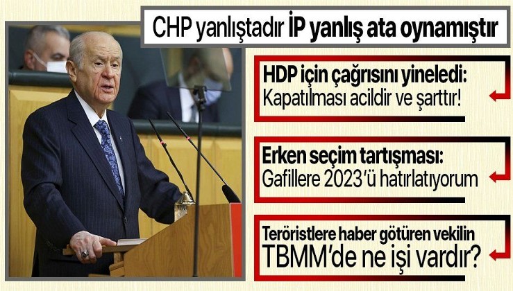 MHP lideri Devlet Bahçeli'den son dakika açıklaması: HDP'nin kapatılması acildir, şarttır!