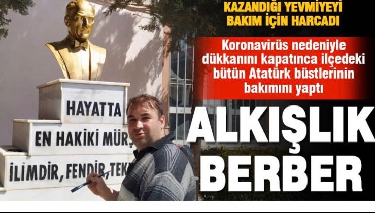 Denizli'de Dükkanını Kapatınca Atatürk Büstlerini Onarmaya Başladı