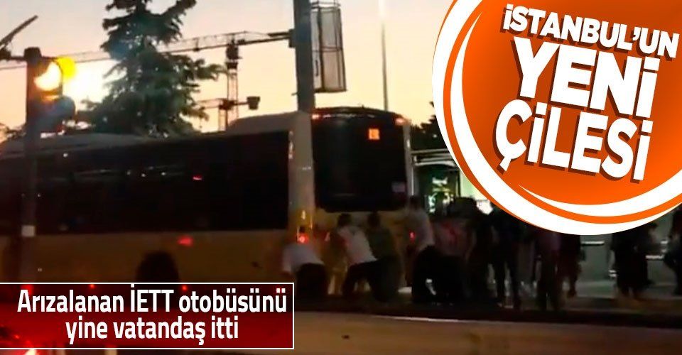 İstanbul İETT otobüsünü vatandaş itti