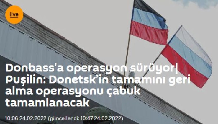Donbass'a operasyon sürüyor| Puşilin: Donetsk’in tamamını geri alma operasyonu çabuk tamamlanacak