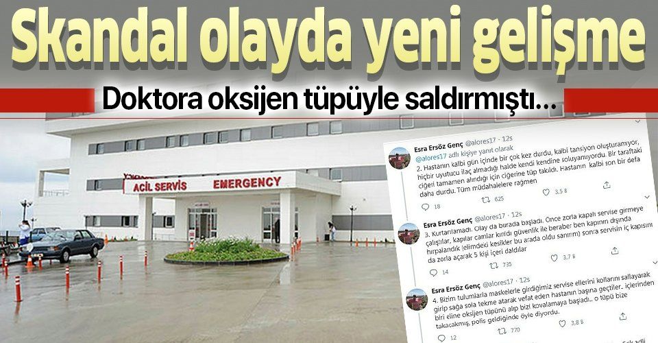 Trabzon'da doktor Esra Ersöz Genç'e oksijen tüpüyle saldırmıştı! O olayda flaş gelişme