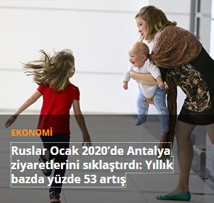 Ruslar Ocak 2020’de Antalya ziyaretlerini sıklaştırdı: Yıllık bazda yüzde 53 artış