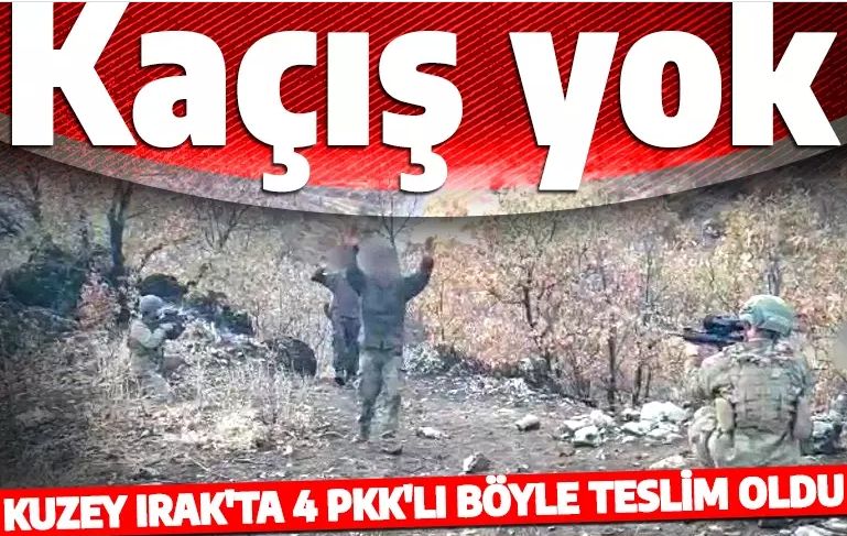Türk askerinden kaçış yok! 4 PKK’lı terörist işte böyle teslim oldu