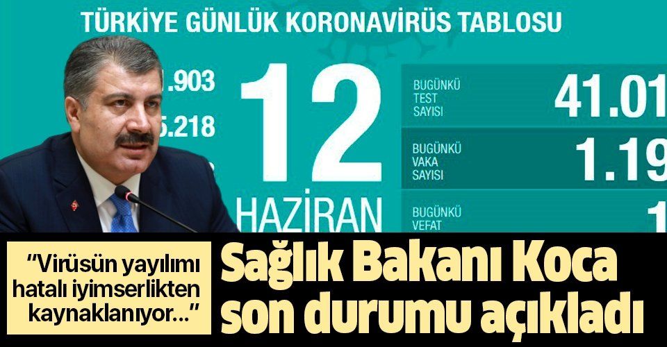 Son dakika: Sağlık Bakanı Fahrettin Koca 12 Haziran koronavirüs vaka sayılarını açıkladı
