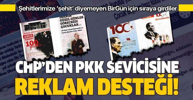 CHP'den PKK sevicisi BirGün gazetesine reklam desteği!