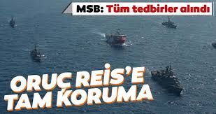 Oruç Reis araştırma gemisine Türk Deniz Kuvvetleri tarafından refakat ve koruma