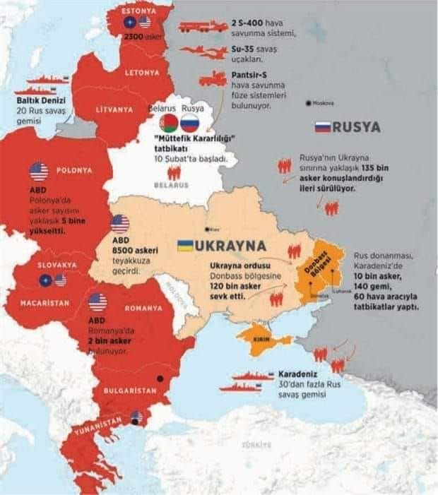 Kırmızı renkler Doğu Avrupa'da son yirmi yıl içindeki ABD  NATO yayılmasıdır.