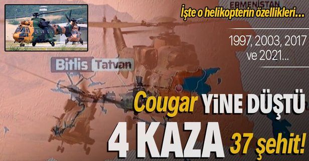 4 kazada 37 şehit verdik! Tatvan'da Cougar tipi helikopter kırıma uğradı: İşte o helikopterin özellikleri