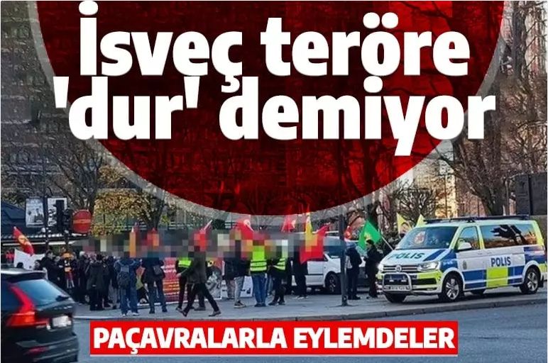 İsveç'te PKK/YPG yandaşları rahat durmuyor! Paçavralarla izinsiz gösteri düzenlediler