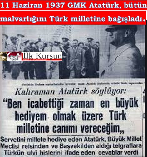 TARİHTE BUGÜN: Atatürk, bütün çiftliklerini ve mallarını millete bağışladığını açıkladı.
