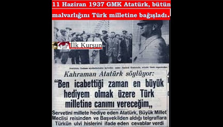 TARİHTE BUGÜN: Atatürk, bütün çiftliklerini ve mallarını millete bağışladığını açıkladı.
