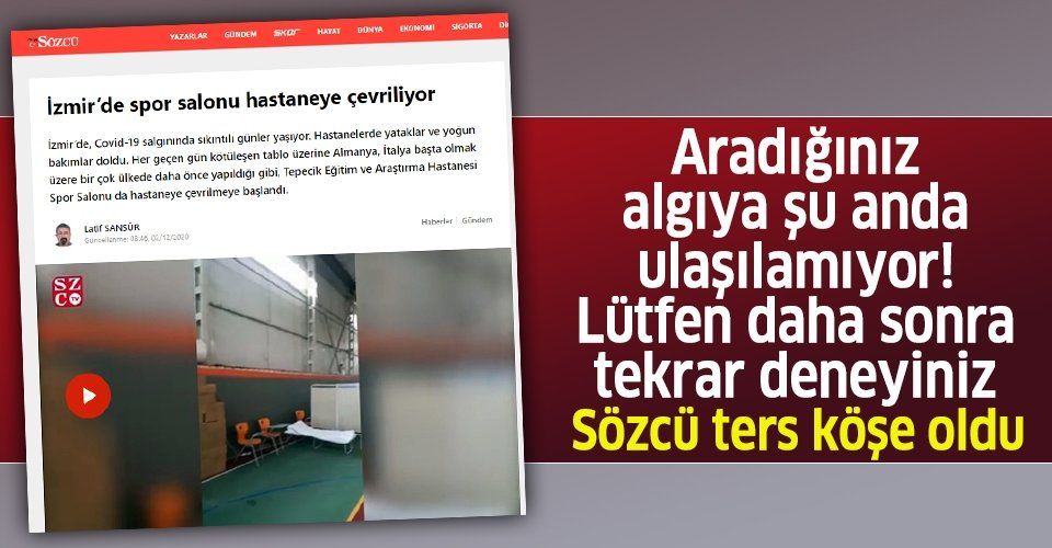 İzmir Valiliğinden Sözcü'nün "spor salonu salgın nedeniyle hastaneye çevrildi" iddiasına yalanlama!