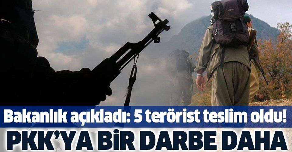 Son dakika: İçişleri Bakanlığı açıkladı: 5 terörist daha teslim oldu.