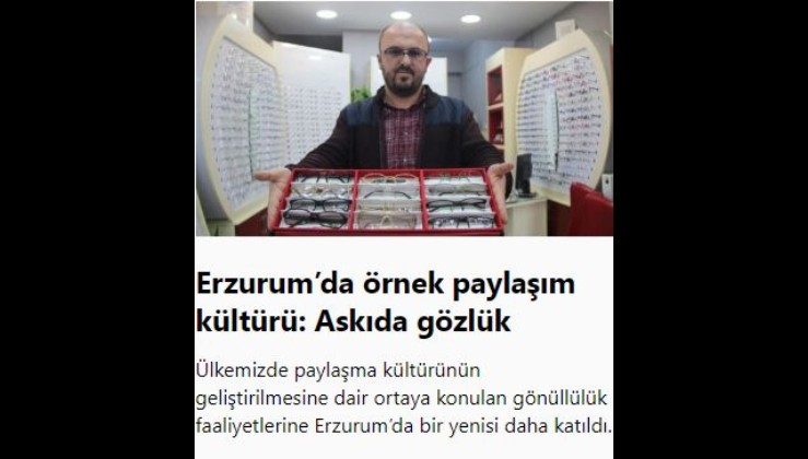 Erzurum’da örnek paylaşım kültürü: Askıda gözlük