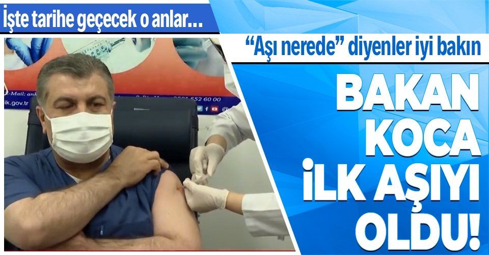 SON DAKİKA! Tarihi an: Sağlık Bakanı Fahrettin Koca canlı yayında koronavirüs aşısı yaptırdı!