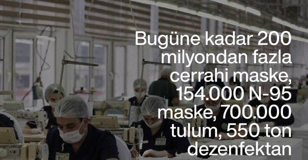 Mehmetçikten pandemiye karşı dev destek: 200 milyonun üzerinde maske ve 550 ton dezenfektan