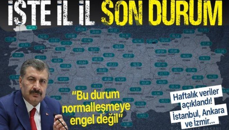 İllere göre haftalık koronavirüs vaka sayısı açıklandı! İstanbul, Ankara, İzmir'de son durum ne? Bakan Koca açıkladı...