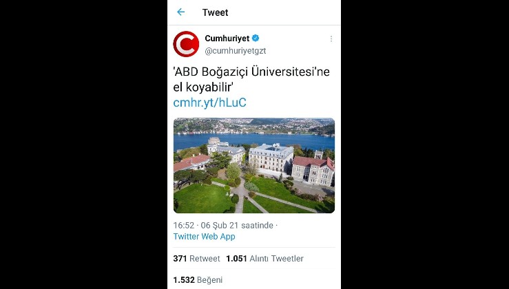 Mandacı Cumhuriyet Gazetesi'nin umudu: 'ABD Boğaziçi Üniversitesi'ne el koyabilir'