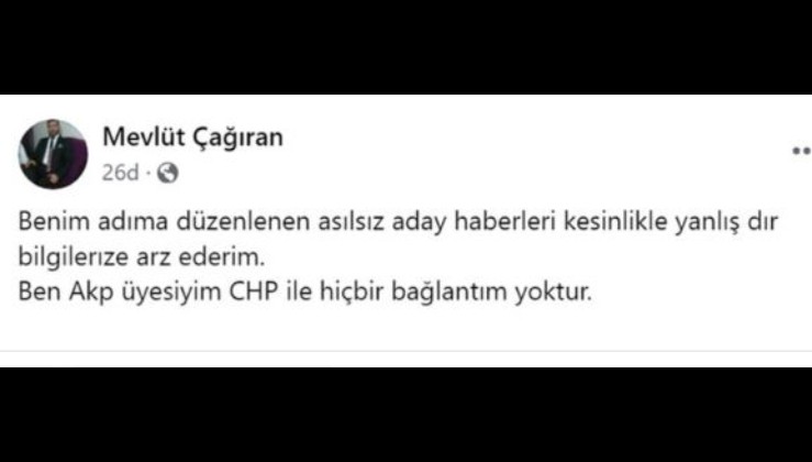 CHP'nin açıkladığı aday AK Parti üyesi çıktı