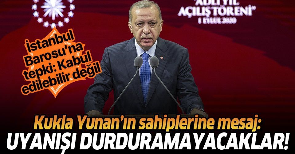 Erdoğan: İstanbul Barosu'na asılan pankartın şehitlerimizin kemiklerini sızlatmasının ötesinde anlamları var