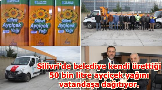 Silivri Belediyesi kendi ürettiği 50 bin litre ayçiçek yağını vatandaşa dağıtıyor.