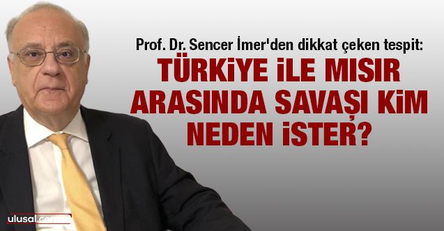 Prof. Dr. Sencer İmer'den dikkat çeken tespit: Türkiye ile Mısır arasında savaşı kim neden ister?